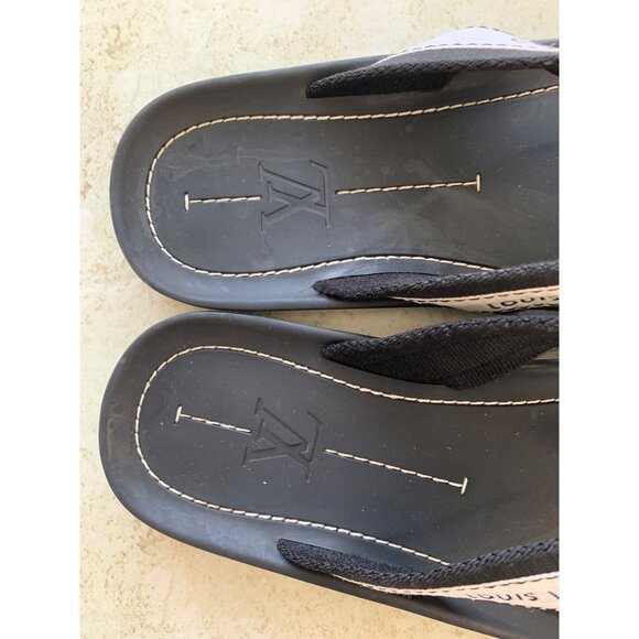 Louis Vuitton Black & White Thong Sandals Size 13 - Picture 6 of 13